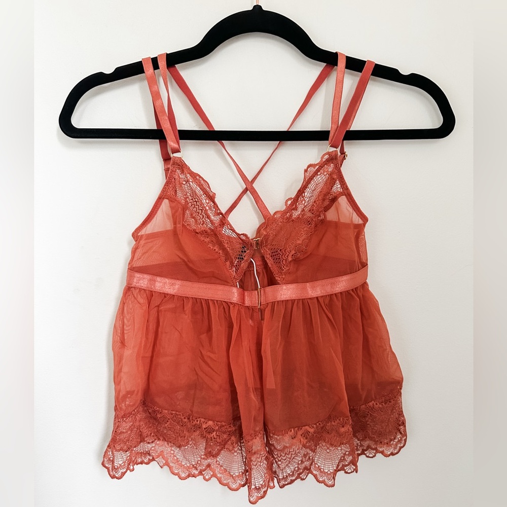 NWT Mentionables Lace Trimmed Coral Babydoll Lingerie